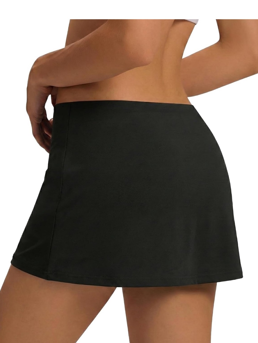 LOMON Women's Low Rise Micro Mini Skirt with Built-in Shorts & Pocket - Picture 2 of 7